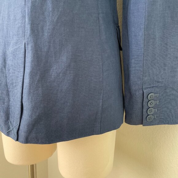 NEW $470 L'AGENCE Size 2 Blue Scout Blazer One Button Linen Cotton Blend Jacket - Picture 7 of 10